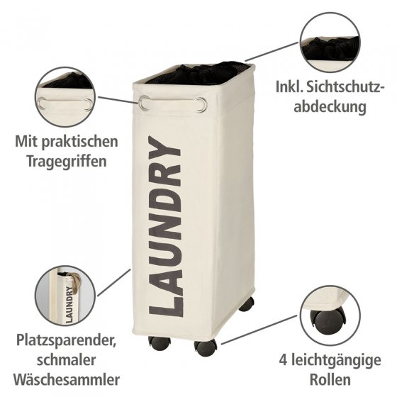 Wäschesammler Mod. Corno Beige, Wäschekorb, 43 l 