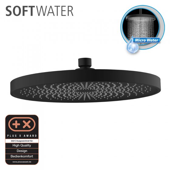 Duschkopf Mod. Softwater Schwarz matt, Ø 26 cm