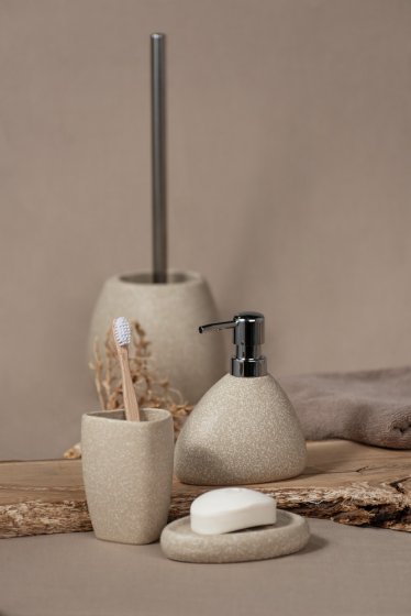 WC-Garnitur Mod. Pion Beige Keramik, WC-Bürste mit Silikon-Bürstenkopf