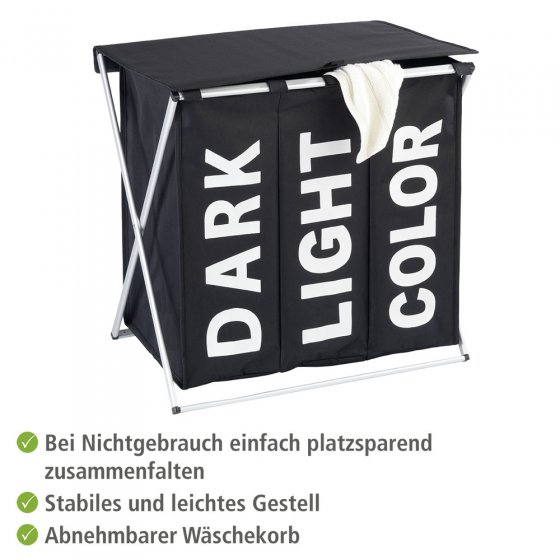 Wäschesammler Mod. Trio Top Schwarz, Fassungsvermögen: 118 Liter