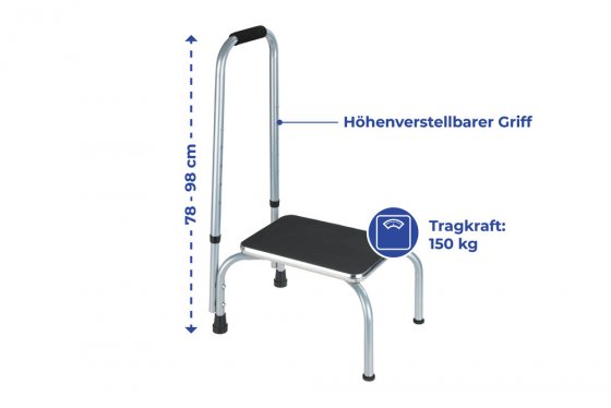 Sicherheits-Tritt Mod. Secura, Sicherheitsschemel mit Haltegriff