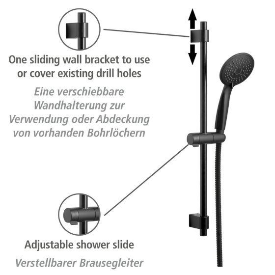 Brauseset Mod. Young Schwarz, Länge Stange: 66 cm 