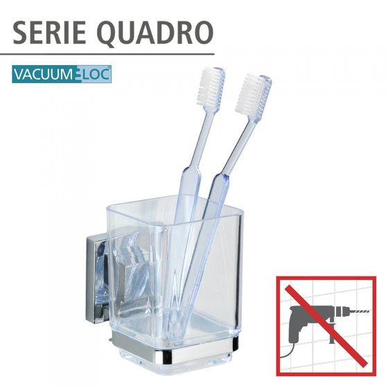Vacuum-Loc® Zahnputzbecher Mod. Quadro Edelstahl, Befestigen ohne bohren 