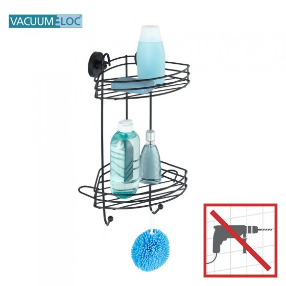 Mod. Vacuum-Loc® Eckregal 2 Etagen Schwarz, Wandablage, Befestigen ohne bohren 