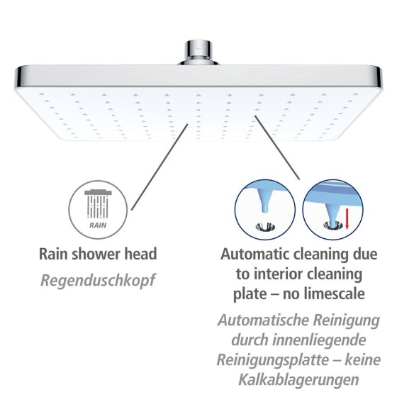 Regenduschkopf Automatic Cleaning 25 x 17 cm, mit automatischem Reinigungssystem 