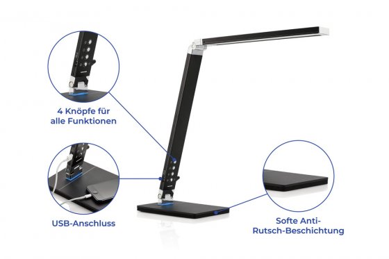 Tageslicht-Tischleuchte, Tischlampe mit 5 Helligkeitsstufen 