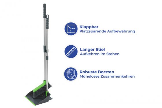 Kehrgarnitur, klappbare Kehricht Garnitur mit Clip-Halterung 