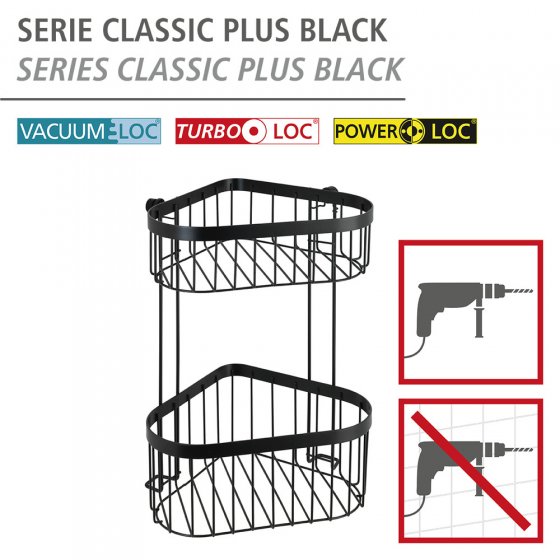 Eckregal 2 Etagen Classic Plus Black, mit hochwertigem Rostschutz