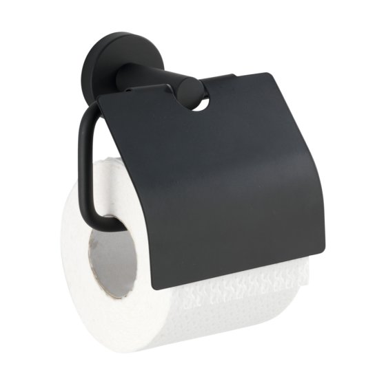 Toilettenpapierhalter Edelstahl Mod. Bosio Black matt mit Deckel, rostfrei 