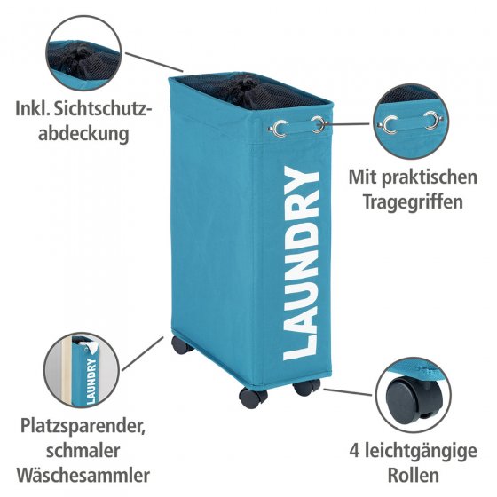 Wäschesammler Mod. Corno Petrol, Wäschekorb, 43 l 