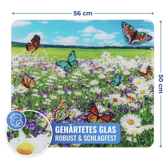 Multi-Platte Mod. Sommerwiese, Spritzschutz, Herdblende, Schneidbrett 
