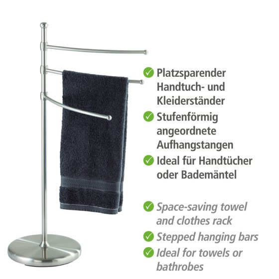 Handtuchständer Mod. Adiamo mit 3 Armen, höhenverstellbare Handtucharme 