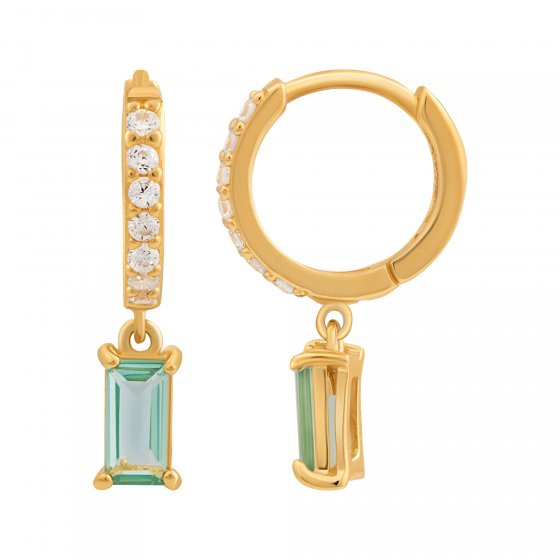 Creole 925 Sterling Silber vergoldet mit Zirkonia und Nano Turmalin 