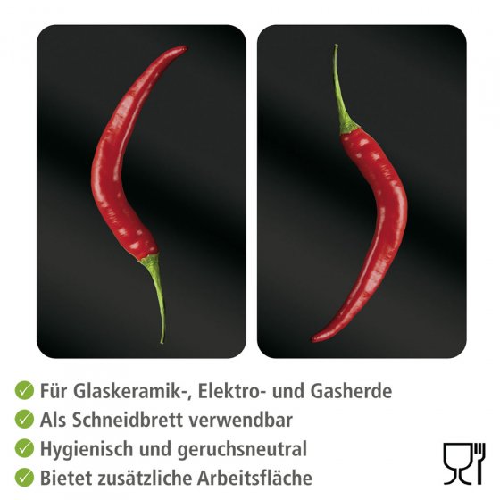 Herdabdeckplatten Universal Hot Peperoni 2er Set, für alle Herdarten