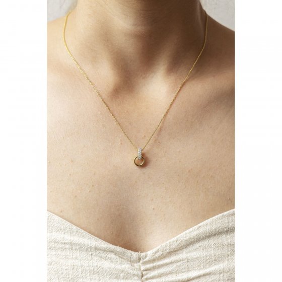 Halskette 375/- Gelbgold 2farbig mit Zirkonia 