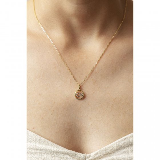 Halskette 375/- Gelbgold bicolor Fisch 