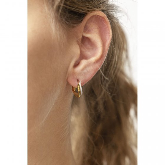 Ohrring 375/- Gelbgold bicolor mit Zirkonia 