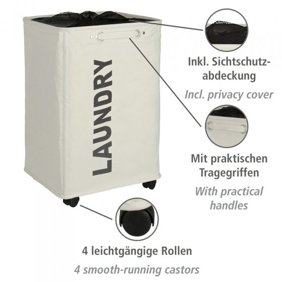 Wäschesammler Mod. Quadro Beige, Wäschekorb, 79 l 