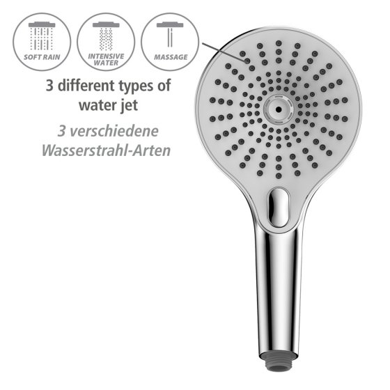 Duschkopf Mod. Ultimate Shower Chrom/Weiß, Ø 13 cm 
