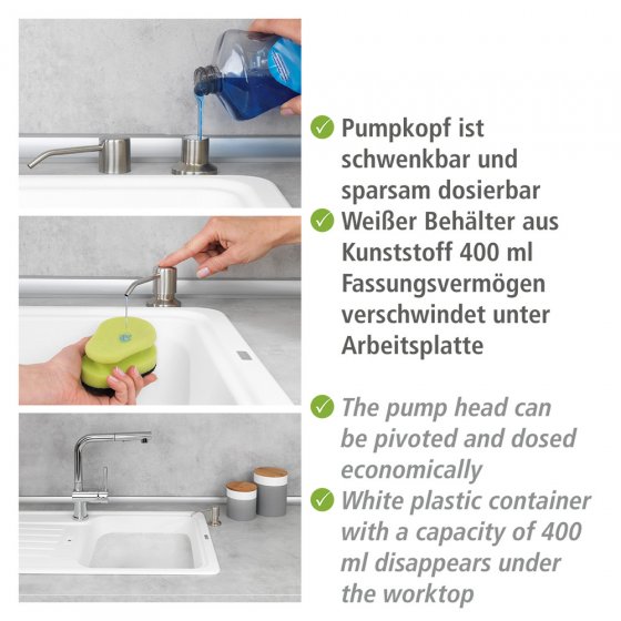 Einbau Seifen- und Spülmittelspender Mod. Monti, Seifendosierer, 400 ml