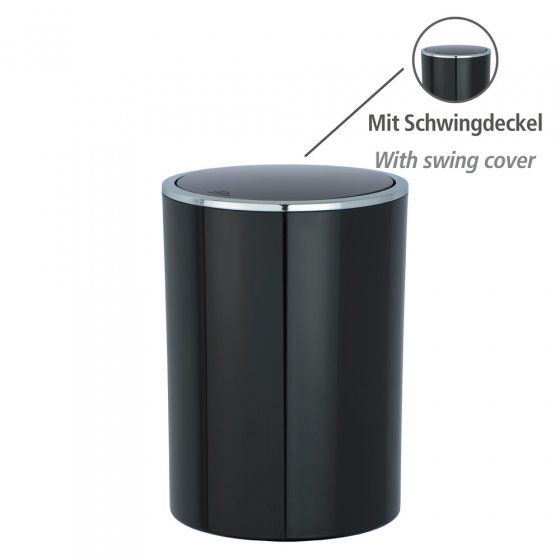 Schwingdeckeleimer Mod. Inca Black, hochwertiger Kunststoff, 5 Liter 