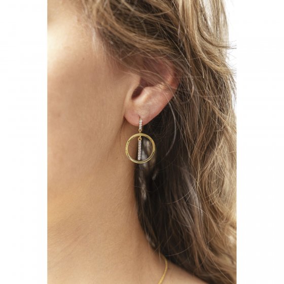 Ohrring 375/- Gelbgold 2farbig Zirkonia 