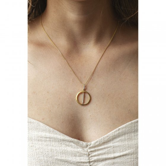 Halskette 375/- Gelbgold 2farbig Zirkonia 