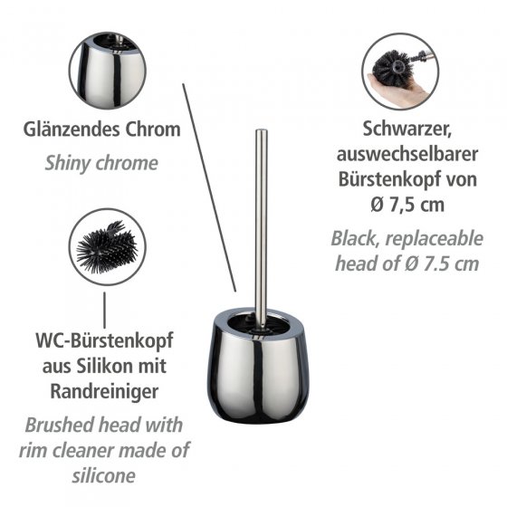 WC-Garnitur Mod. Badi Chrom Keramik, mit Silikon-Bürstenkopf