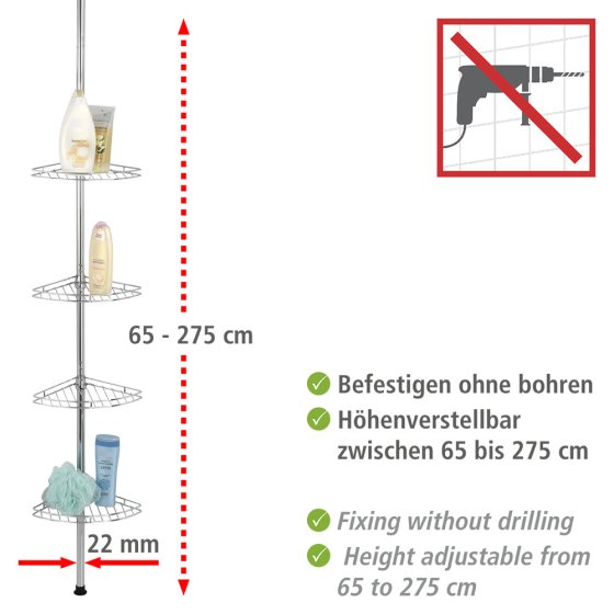 Teleskop-Duschecke Mod. Prea Edelstahl, aus rostfreiem Edelstahl 