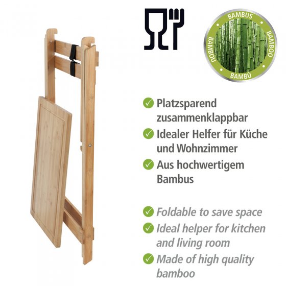 Bambus-Klapptisch mit Schneideplatte Mod. Lugo, mit abnehmbarem Tablett