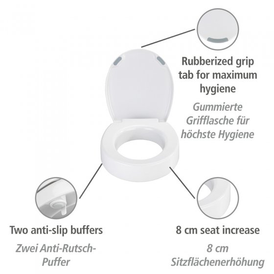 WC-Sitz Mod. Secura Comfort L, aus antibakteriellem Duroplast mit Sitzflächenerhöhung