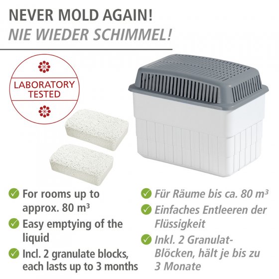 Feuchtigkeitskiller 2 x 1kg, Raumentfeuchter mit 1 x Nachfüller 