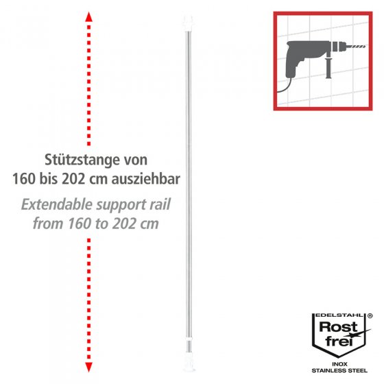Teleskop-Garderoben-Set Edelstahl 3-teilig, verstellbar