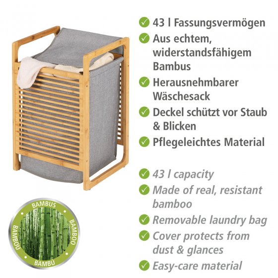 Wäschetruhe Mod. Bahari aus Bambus, Wäschekorb, 43 l