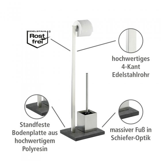Stand WC-Garnitur Mod. Slate Rock Edelstahl, rostfrei