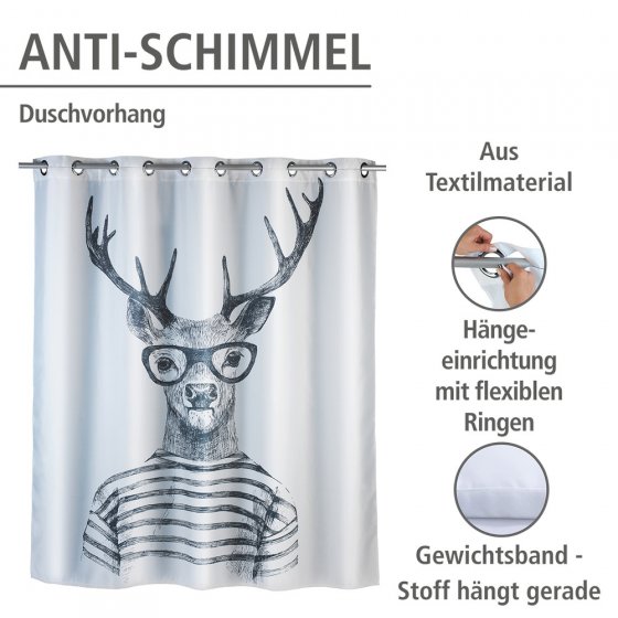 Anti-Schimmel Duschvorhang Mr. Deer Flex, Textil (Polyester), 180 x 200 cm, waschbar