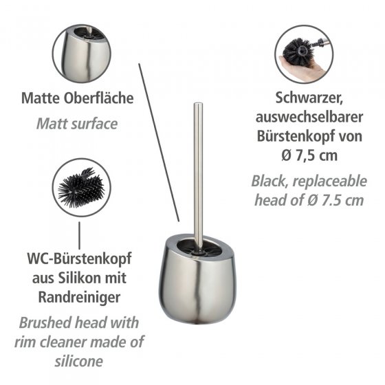 WC-Garnitur Mod. Badi Chrom matt Keramik, mit Silikon-Bürstenkopf 