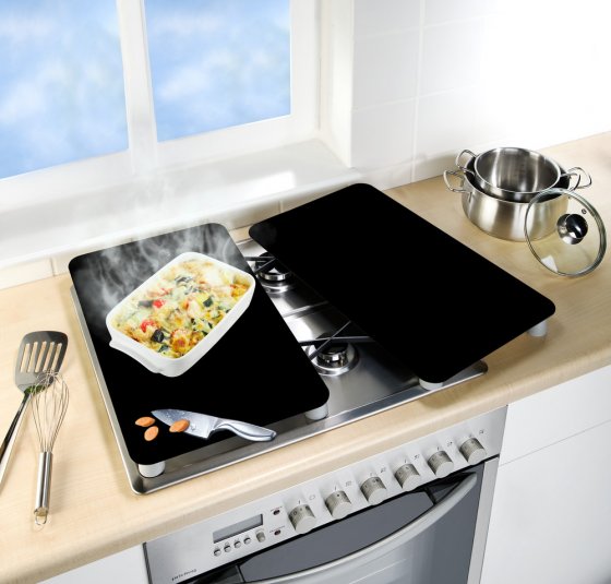 Herdabdeckplatten Universal Schwarz 2er Set, für alle Herdarten