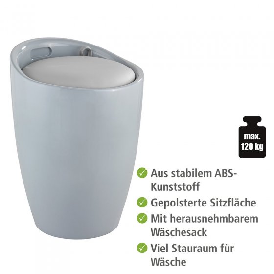 Hocker Mod. Candy Grey, mit abnehmbarem Wäschesammler 