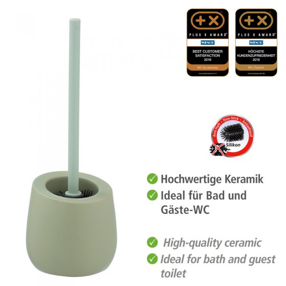 WC-Garnitur Mod. Badi Lindgrün Keramik, mit Silikon-Bürstenkopf
