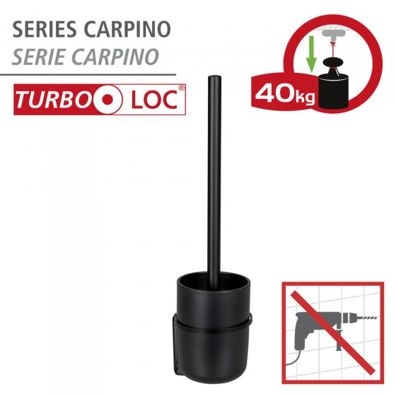 Turbo-Loc® WC-Garnitur Mod. Carpino Schwarz, Befestigen ohne Bohren 