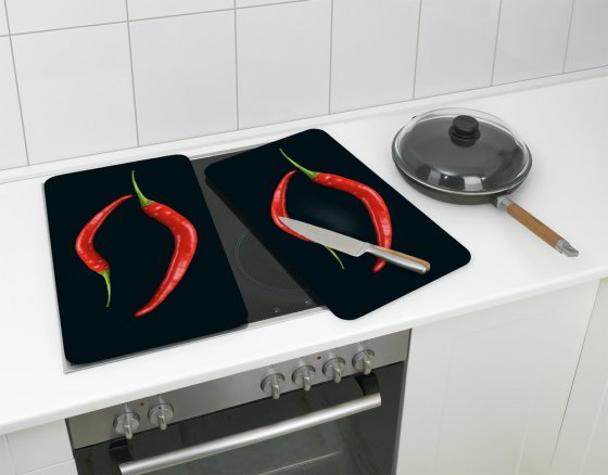 Herdabdeckplatte Universal Mod. Peperoni Duo 2er Set, für alle Herdarten