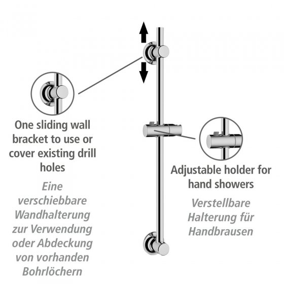 Duschstange ohne Bohren Chrom, Befestigen ohne Bohren 