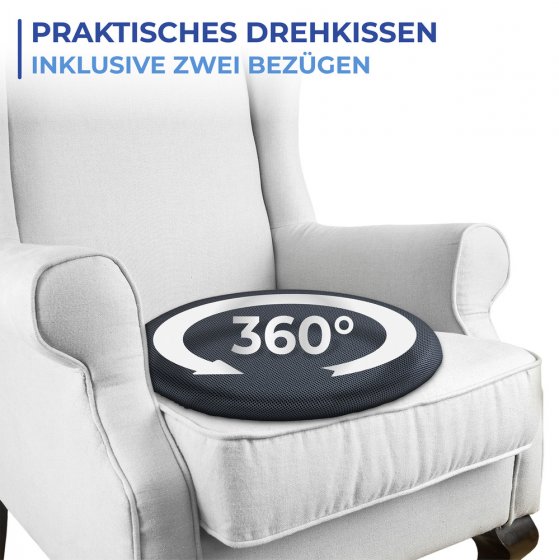 Drehkissen mit 2 Wechselbezügen, bequeme Drehung um 360 Grad 