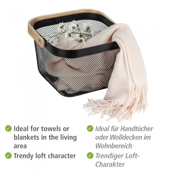 Badaufbewahrung Mod. Bambusa mit Griff aus Bambus, matt lackierter Stahl 