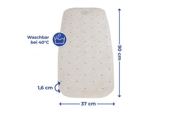 Wanneneinlage Mod. Natur-Kautschuk Beige, 37 x 90 cm