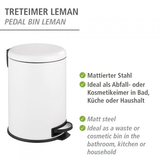 Treteimer Mod. Leman Easy Close Weiß 20 L, mit herausnehmbarem Einsatz