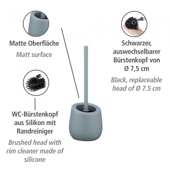WC-Garnitur Mod. Badi Grau Keramik, mit Silikon-Bürstenkopf
