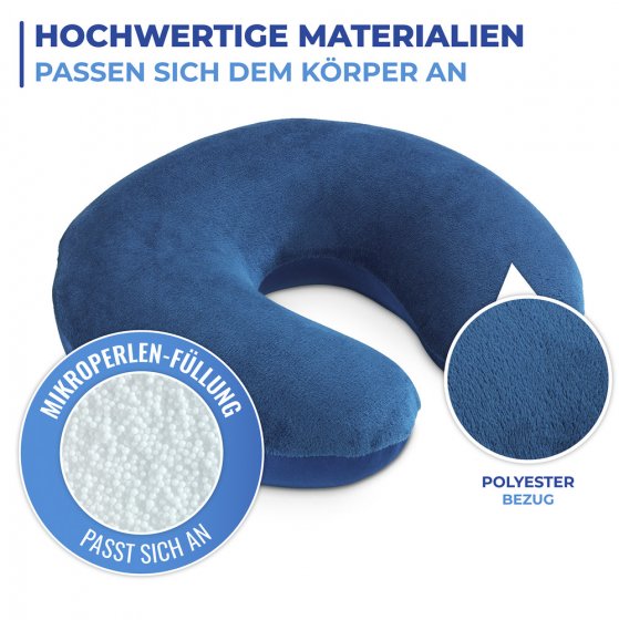 Reisekissen mit Nackenstütze, komfortables 2-in-1 Reise-Kopfkissen mit stützendem Nackenhörnchen 