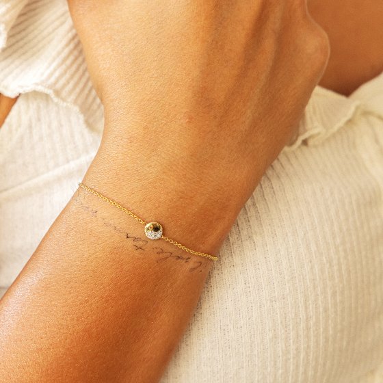 Armband 925 Silber vergoldet mit Yin & Yang Anhänger 